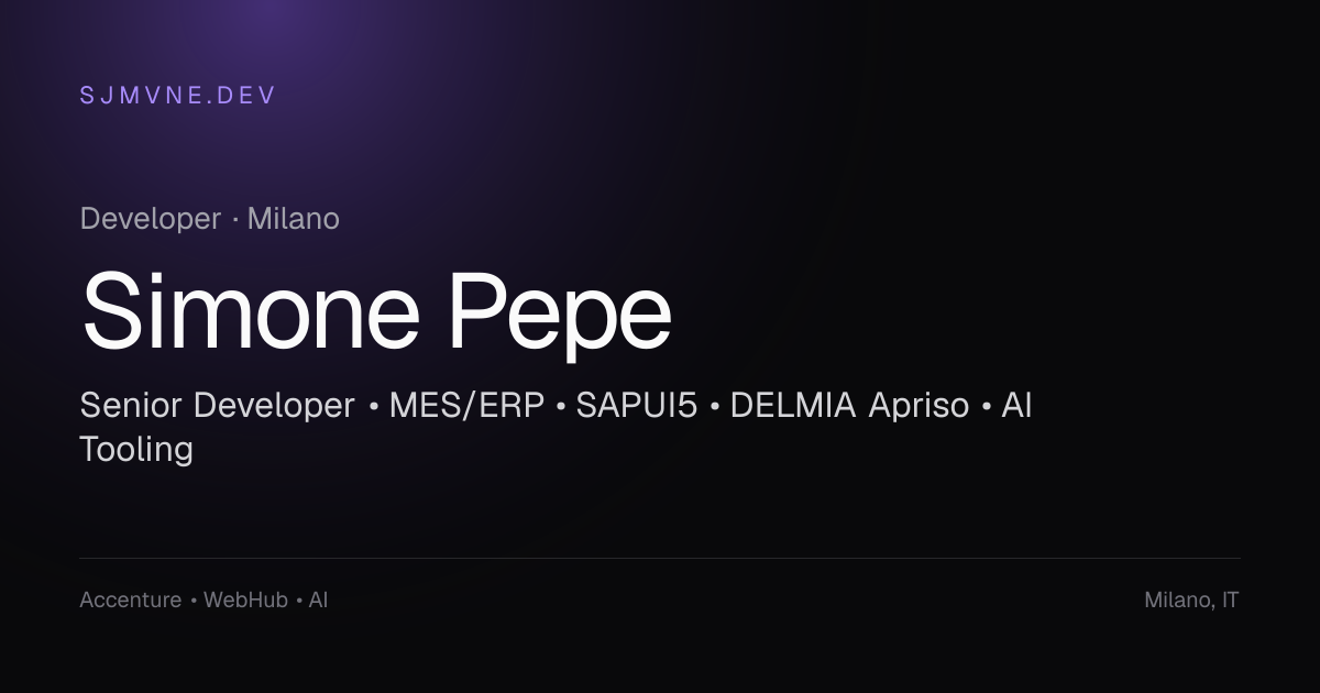 Simone Pepe — Developer & Digital Builder
